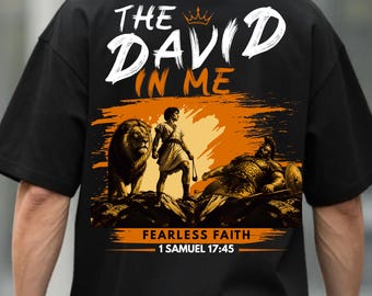 Das David-in-mir-Shirt | Christliches T-Shirt „Furchtloser Glaube“ | Streetwear-T-Shirt „1 Samuel 17,45“