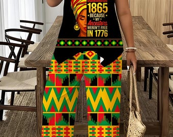 Plus Size Juneteenth Ancestor Print Tank Top and Capri Pants Set