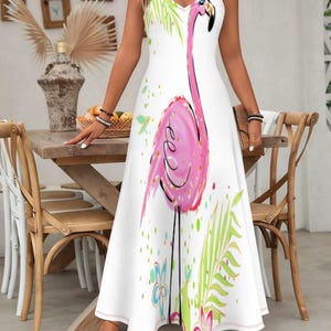 flamingo dress ladies Flamingo Pattern Design Sleeveless Dress Woman Fashion Long Dresses Women's Summer Suit Dress 2025
