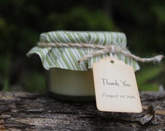 Fabric Covered Wedding Favor Candle 4oz Jar-Wedding-Baby-Bridal Shower-Soy Candle Favor Belle Savon Vermont