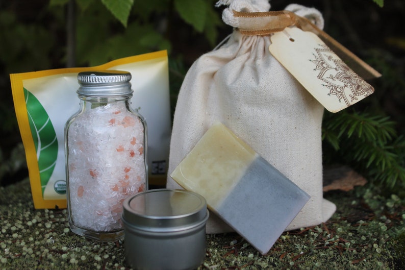 Winter Care Gift Set-Winter Frost Soap-Eucalyptus Candle-Winter Frost Bath Soak-Tea-Belle Savon Vermont image 5