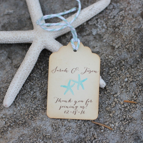 StarFish Favor Tags - Customized Starfish Favor Tags with Distressed Edges-  Belle Savon Vermont