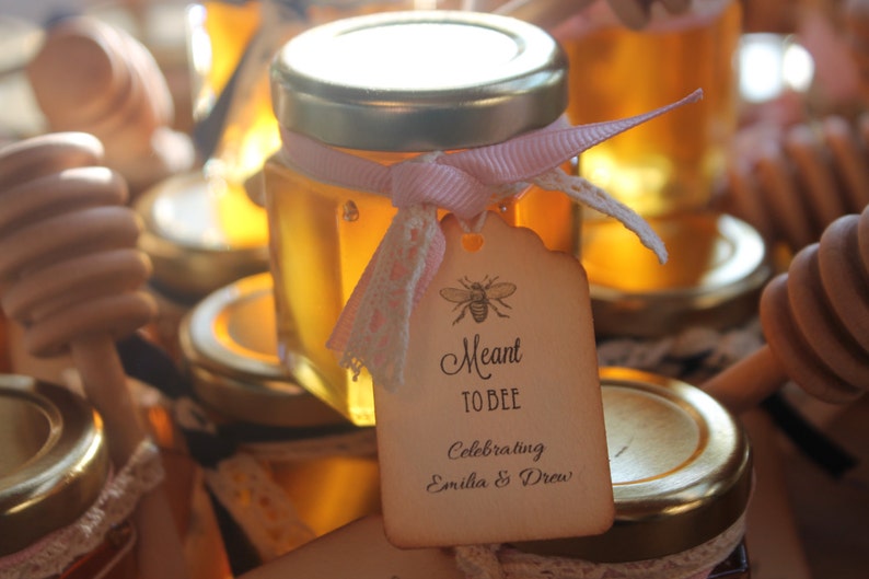 Mini Honey Favor With Wooden Dipper-Custom Hangtag or Label Available-Honey Favor image 2