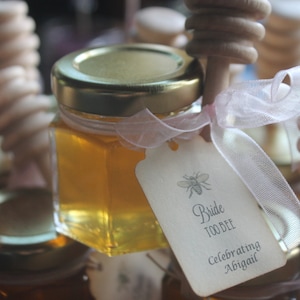 Mini Honey Favor With Wooden Dipper-Custom Hangtag or Label Available-Honey Favor image 5