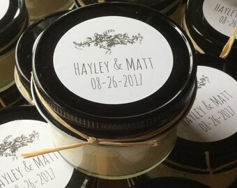 Wedding Favor Candle 4oz Jar-Wedding-Baby-Bridal Shower-Soy Candle Favor Belle Savon Vermont