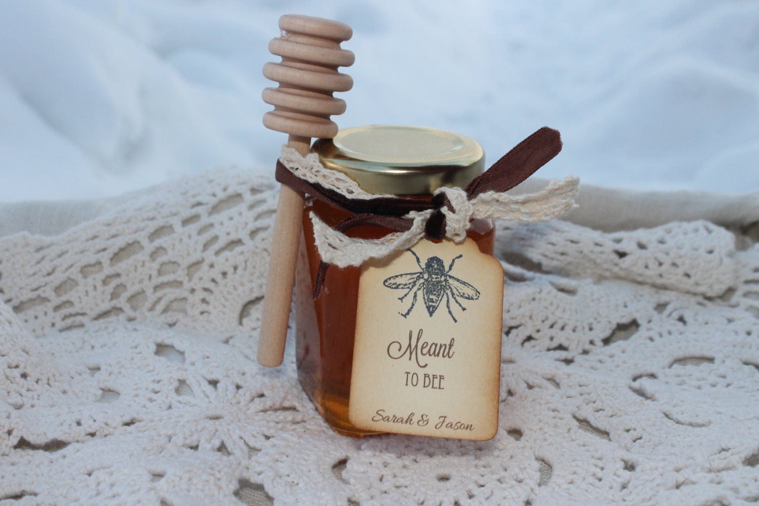 Honey Favor With Wooden Dipper and Custom Hangtag VT Etsy