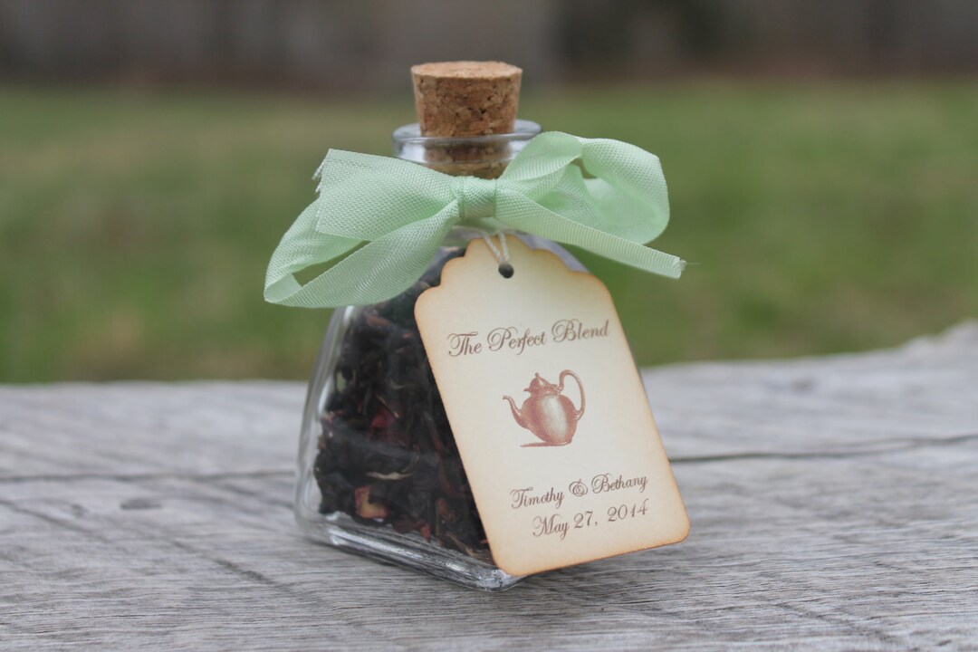 Organic Tea Favor: Recycled Bottle With Vintage Ribbon - Etsy
