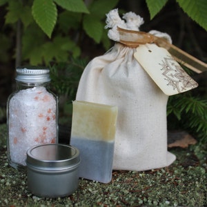 Winter Care Gift Set-Winter Frost Soap-Eucalyptus Candle-Winter Frost Bath Soak-Tea-Belle Savon Vermont image 1