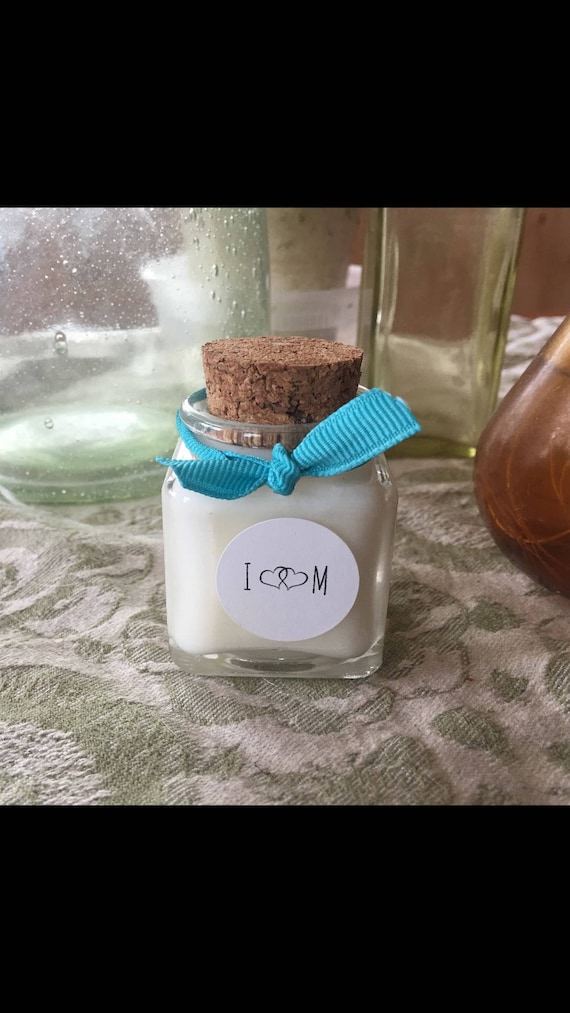 Wedding Favor Candle Square Recycled Glass Jar with CorkWeddingBaby