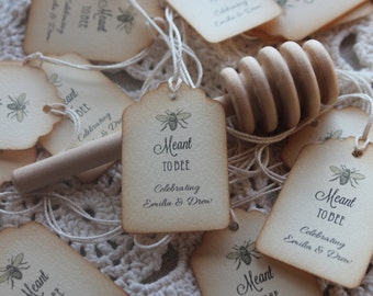 Meant to Bee Favor Tags - Customized- Distressed Edges-  Belle Savon Vermont