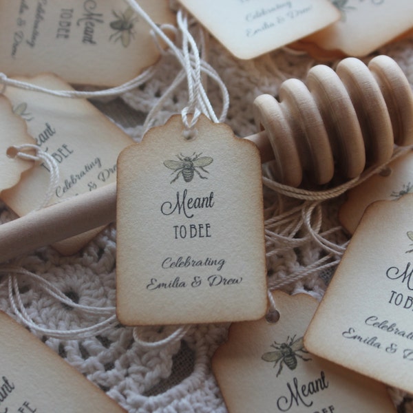 Meant to Bee Favor Tags - Customized- Distressed Edges-  Belle Savon Vermont