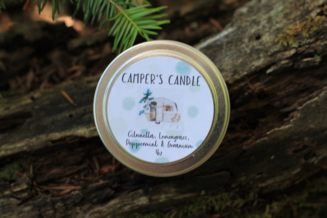Camper Candle Citronella Candle Stop Bugging Me Wood Wick Etsy