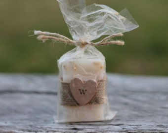 Wedding Favor Soap-Bridal-Baby-Showers-Burlap-Rustic-Wood Heart- Belle Savon Vermont