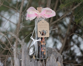 Tea Party Favor-Loose Tea in Glass Bottle with Heart Diffuser-Belle Savon Vermont