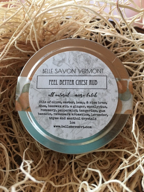 Feel Better Chest Rub 100% Natural- 1oz Travel Size and 2oz Tin-Belle Savon Vermont Il_570xn