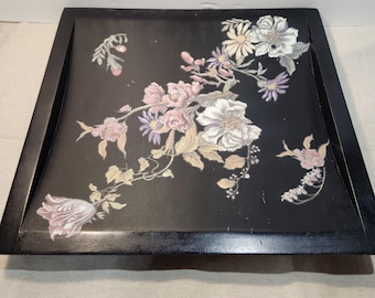 One of a kind black Floral moody tray.