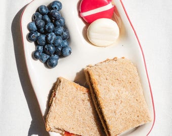 Personalized Ceramic Snack Plate | Handbuilt Ceramics | Heirloom Tomato | Custom Kids Plate | Stoneware Plate