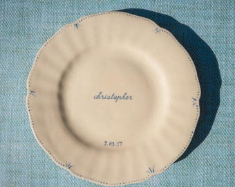 Personalized Ceramic Celebration Plate | Custom Name Plate | Handmade Birthday or Anniversary Gift | Heirloom Pottery