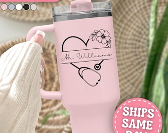 Veterinarian Tumbler Personalized Vet Tech 40oz Tumbler with Handle Custom Veterinarian Gifts for Veterinarian Cup Travel Mug 40 oz