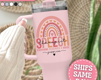 Speech Therapist Tumbler Personalized Speech Therapist 40oz Tumbler with Handle Custom Speech Therapist Gift for Speech Therapist Cup 40 oz