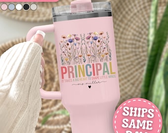 Principal Tumbler Personalized Principal 40oz Tumbler with Handle Custom Principal Gift for Principal Cup Principal Travel Mug 40 oz