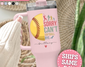 Softball Tumbler Personalized Softball 40oz Tumbler with Handle Custom Softball Gifts for Softball Team Gifts Softball Gifts for Girls 40 oz