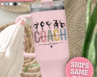 Gymnastics Coach Tumbler Personalized Gymnastics Coach 40oz Tumbler with Handle Custom Gymnastics Coach Gifts for Gymnastics Coach Cup 40 oz