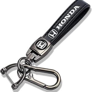 Metallnyckelring i svart läder från Honda