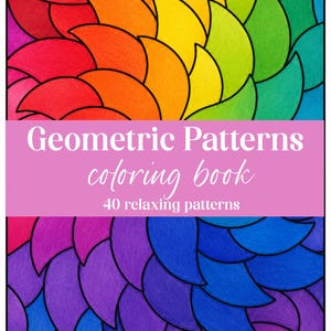 40 Geometric Relaxing Patterns Coloring Pages, Printable Acitivity (Digital Download)