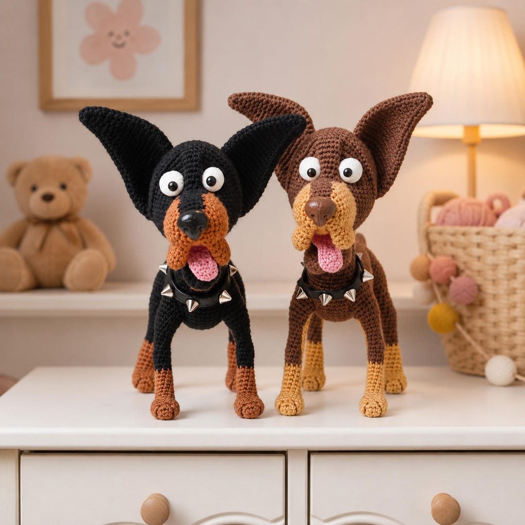 Doberman Crochet Pattern PDF, Wire Frame Amigurumi Dog, Funny Puppy Toy ...