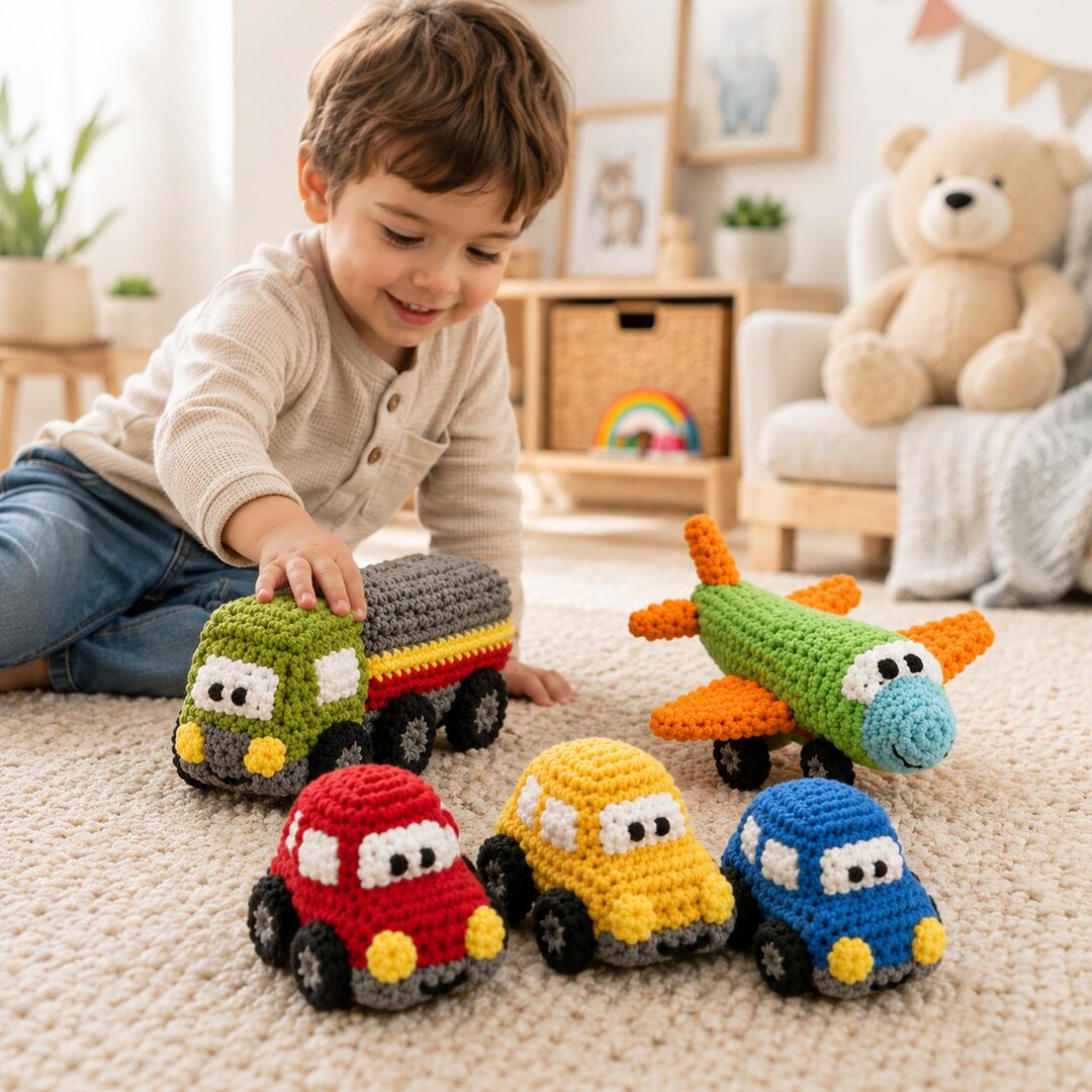 Vehicle Crochet Pattern PDF, Little Car Plane Truck Toys, Soft ...