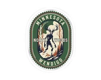 Wendigo Minnesota Sticker | North Woods Cryptid Badge Decal (Waterproof Vinyl)