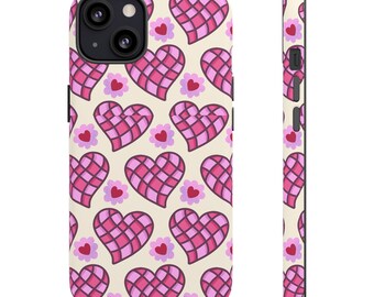 Pink Plaid Hearts Seamless Pattern Phone Case | Valentine Floral Hearts