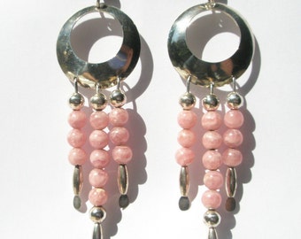 Sterling Silver Rhodochrosite beads earrings