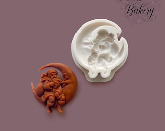 Santa on the Moon Christmas Silicone Mold 3.6”inch Father Christmas Fondant Mold for Cookies, Cake Decor, Resin, Wax, Soap & Clay Crafts