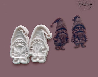 2 Santas Christmas Silicone Mold 4.5”