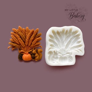 Pumpkin Wheat Squirrel Pinecone Harvest Silicone Mold 3”inch
