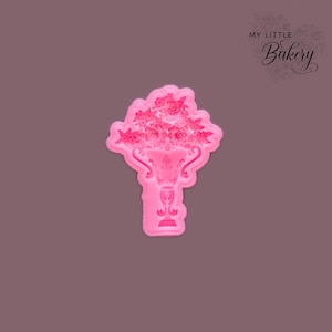 Rose flower bouquet in a vase silicone mold