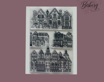 Houses, Buildings clear silicone stamp