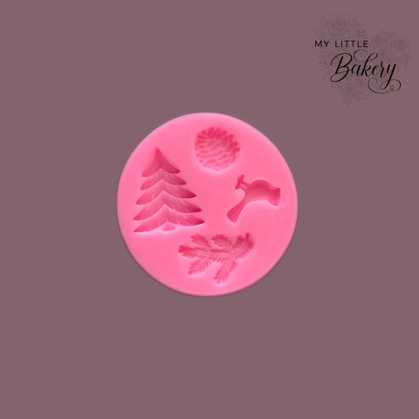 Christmas Pinecone, tree, branch, bird silicone mold