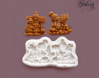 Christmas Snowmen Gifts Silicone Mold 6.4” inch