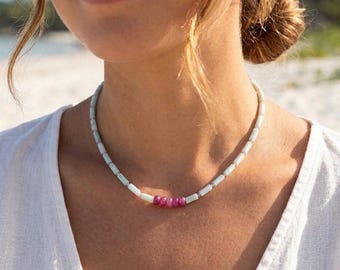 Collar de piedra rubí natural / Collar minimalista