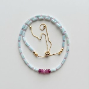 Natural Ruby Stone Necklace | Minimalist Necklace