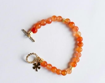 Bracciale Agata Arancione / Bracciale minimalista con pietre preziose / Regalo per lei