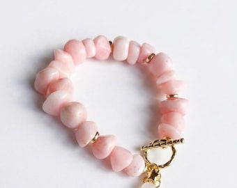 Rose Quartz Nugget Bracelet | Love stone jewelry | Gift for woman