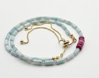 Natural Ruby Stone Necklace | Minimalist Necklace