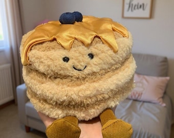 Cute Pancake Plush Toy with Blueberries and Syrup - Adorable Stuffed Foodie Friend - Soft Breakfast Decor