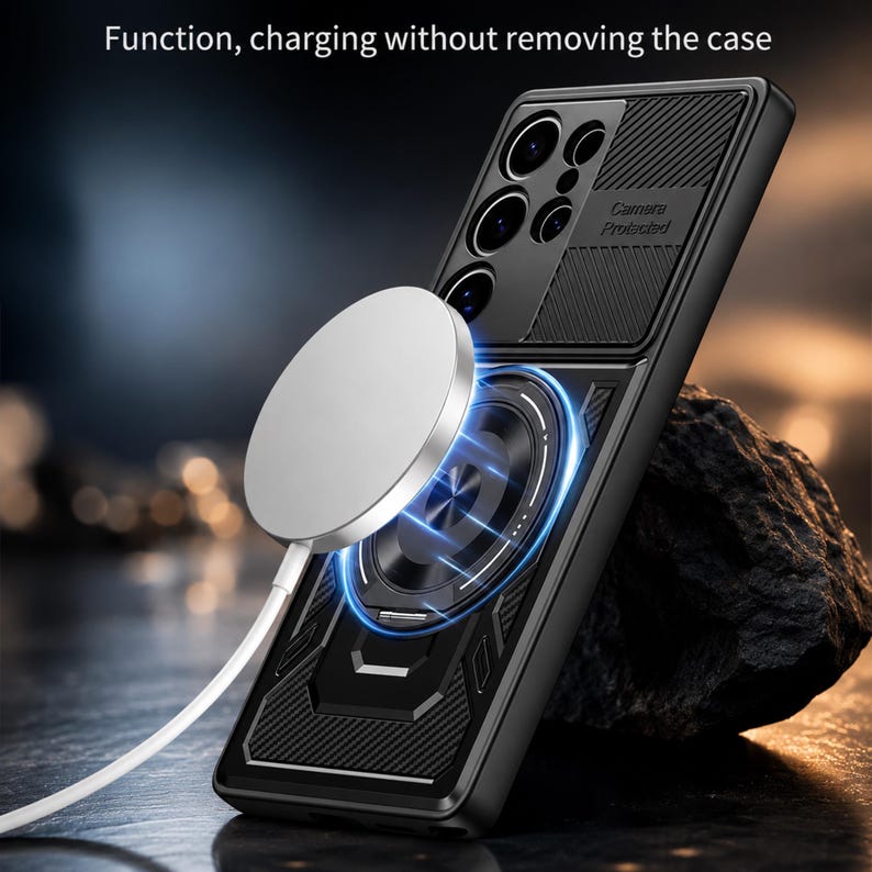 Magnetiskt roterande telefonskal med stötsäkert skydd och stöd för trådlös laddning bild 2