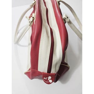 Vintage Mickey Mouse Disney Red & White Faux Leather Bowling / Gym / Travel Bag image 6