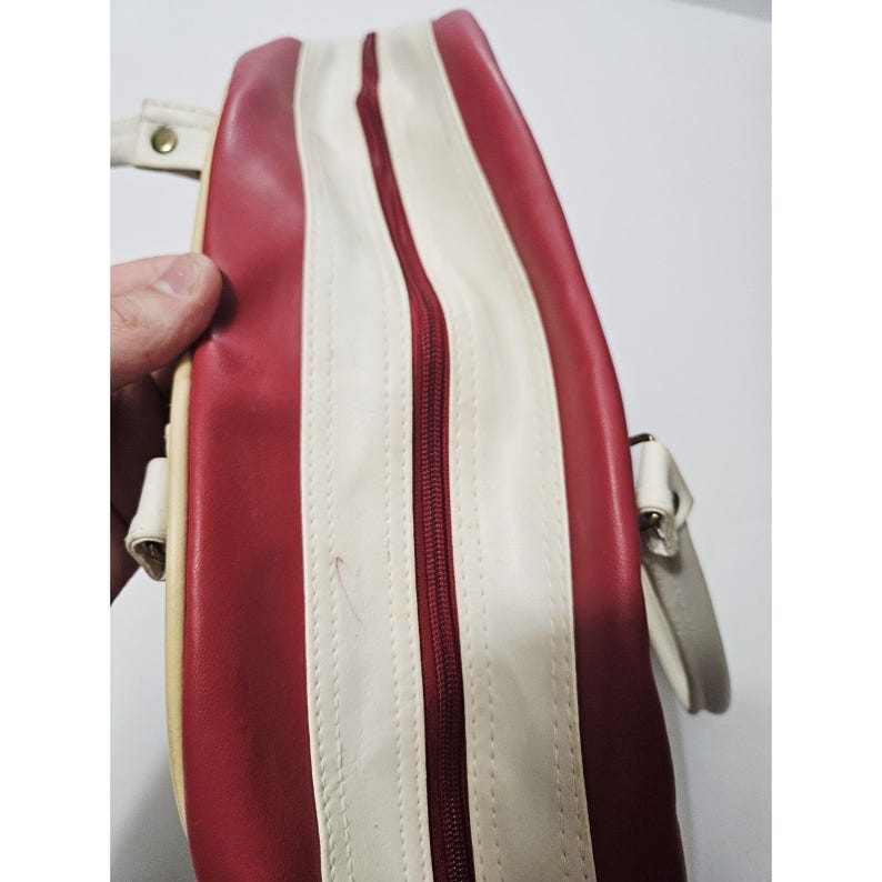 Vintage Mickey Mouse Disney Red & White Faux Leather Bowling / Gym / Travel Bag image 10